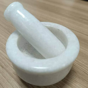 White Makrana Marble Mortar and Pestle – Kharal, Imam Dasta, Musal, Masher, Grinder, Khalbatta (Round)