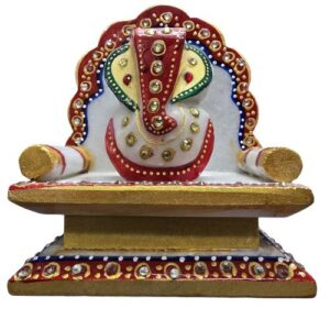 Makrana Marble Lord Ganesha with Singhasan